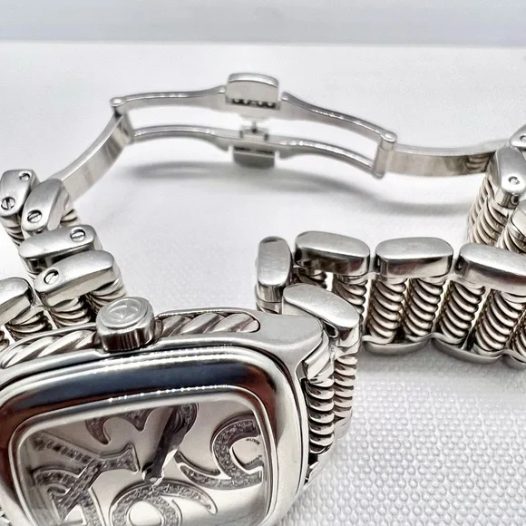 David Yurman Thoroughbred Diamond Sterling Silver & Stainless Steel Watch - Picture 4 of 9